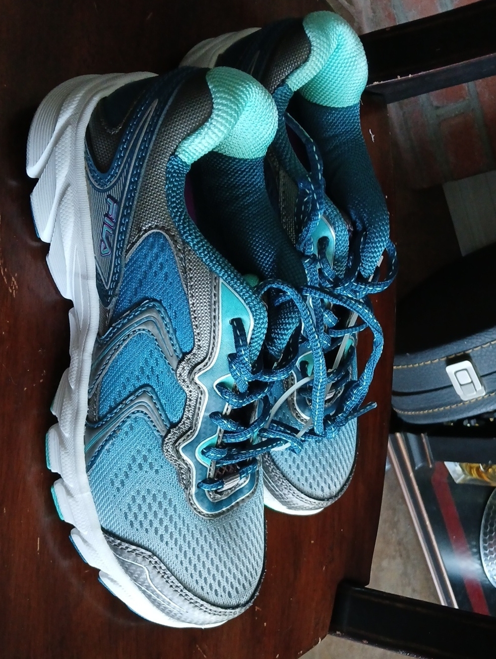 Fila Women's Teal and Aqua Running Sneakers
